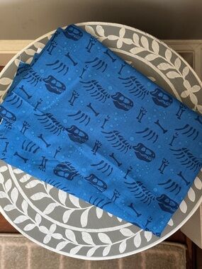 Blue Dinosaur Fossil Print Fabric 1 & 1/3 yards